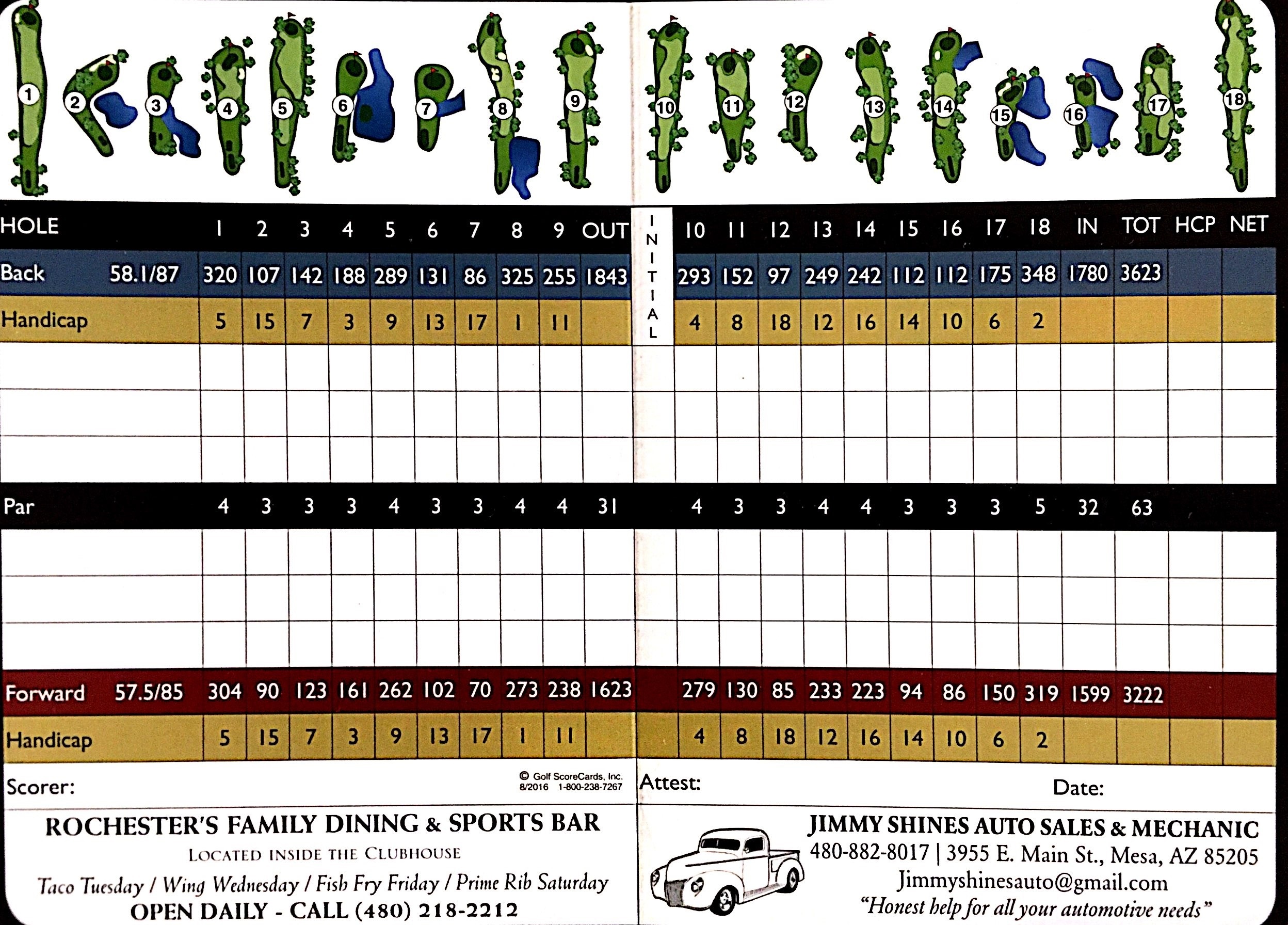 Scorecard - Sunland Village Golf Club
